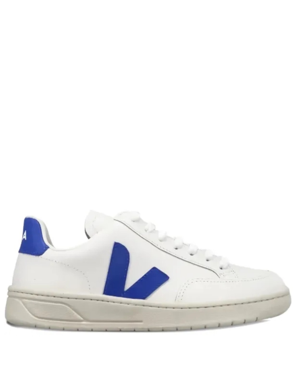 Veja White Leather Sneakers with Blue Accents